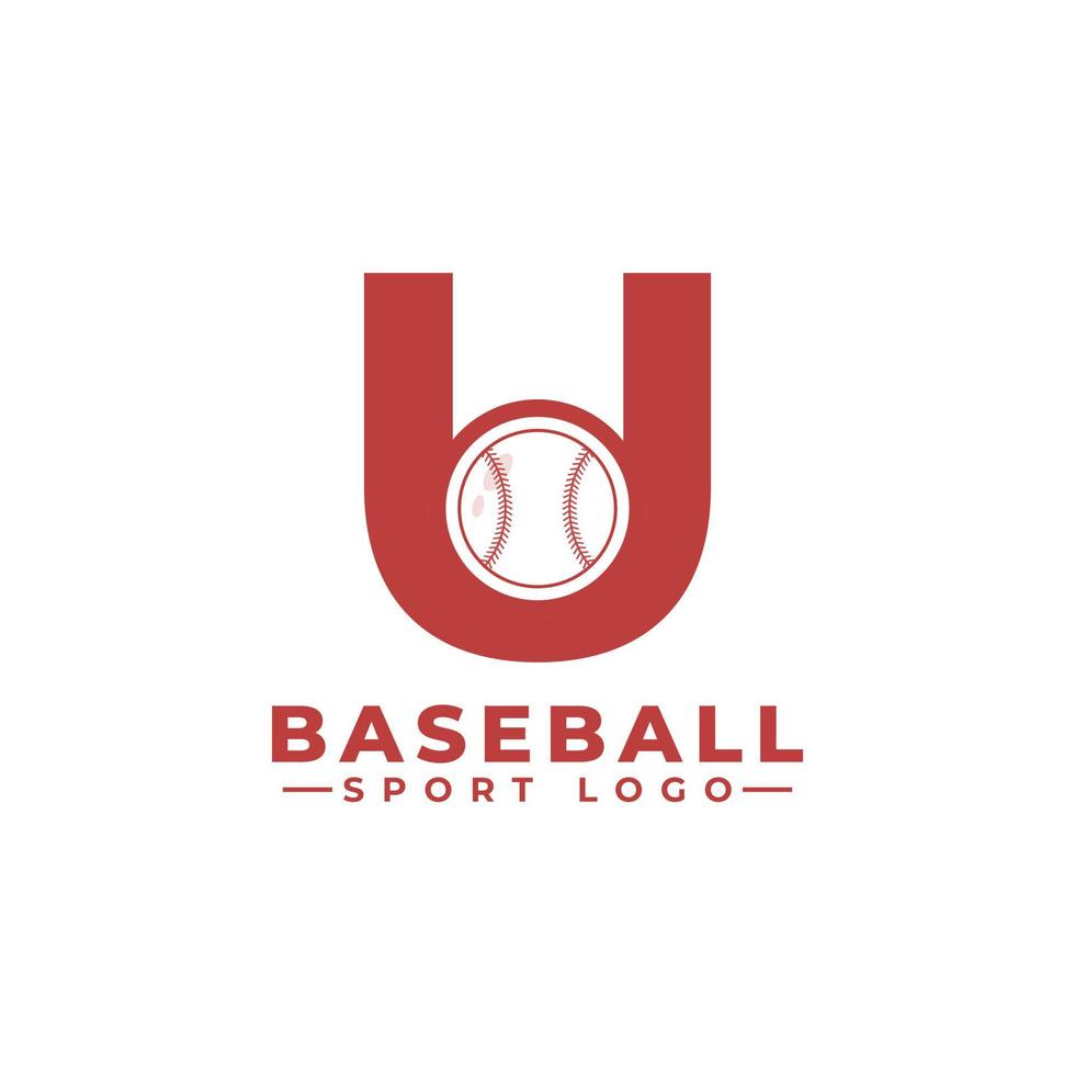 bokstaven u med design av baseballlogotyp. vektor designmallelement för sportlag eller företagsidentitet.