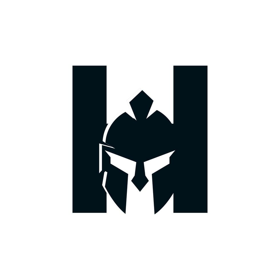 spartansk logotyp. initial bokstav h för spartansk krigare hjälm logotyp design vektor