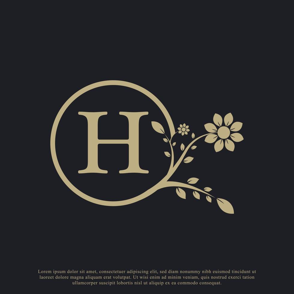 cirkulär bokstav h monogram lyx logotyp mall blomstrar. lämplig för naturligt, eko, smycken, mode, personligt eller företagsmärke. vektor