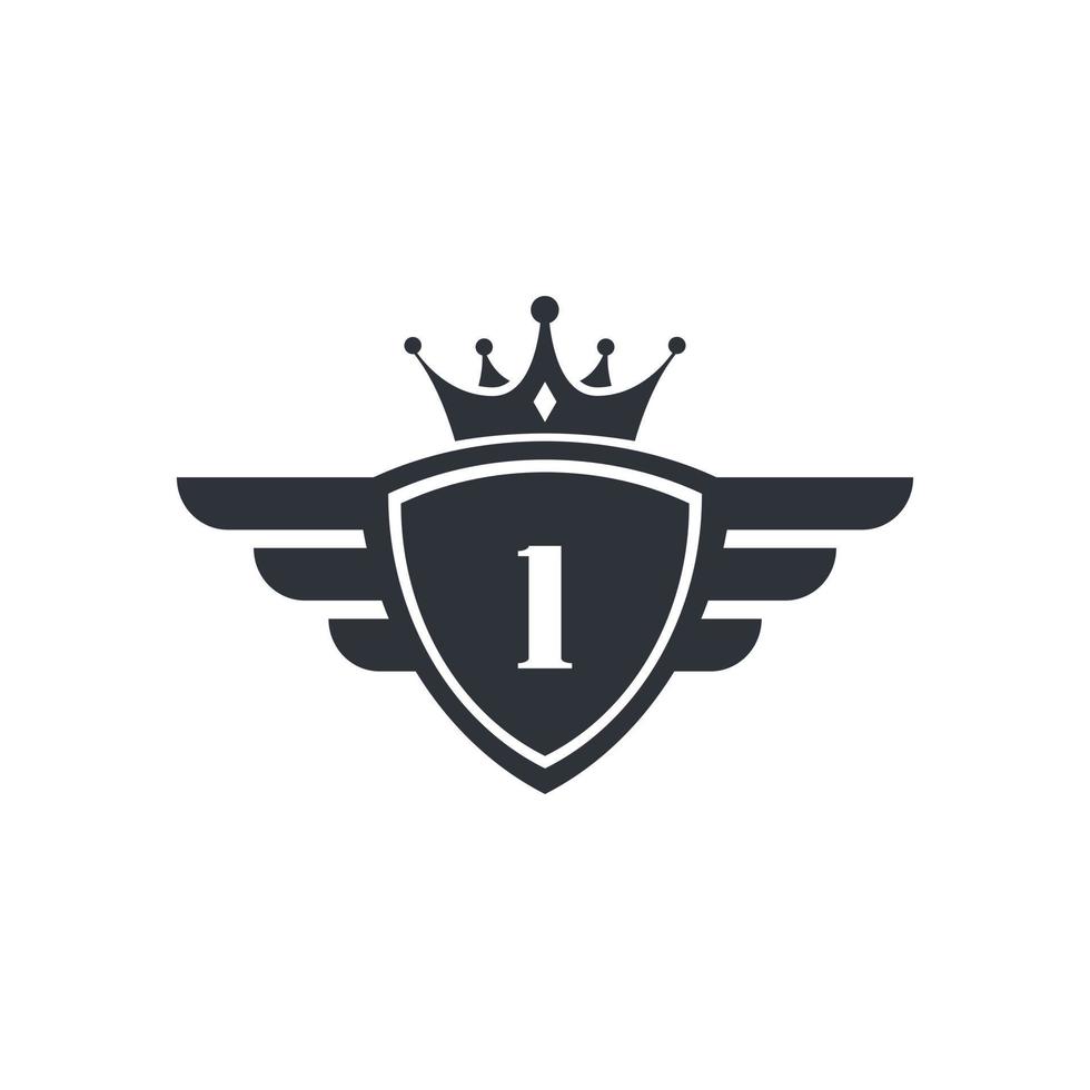 nummer 1 kunglig sport seger emblem logotyp design inspiration vektor