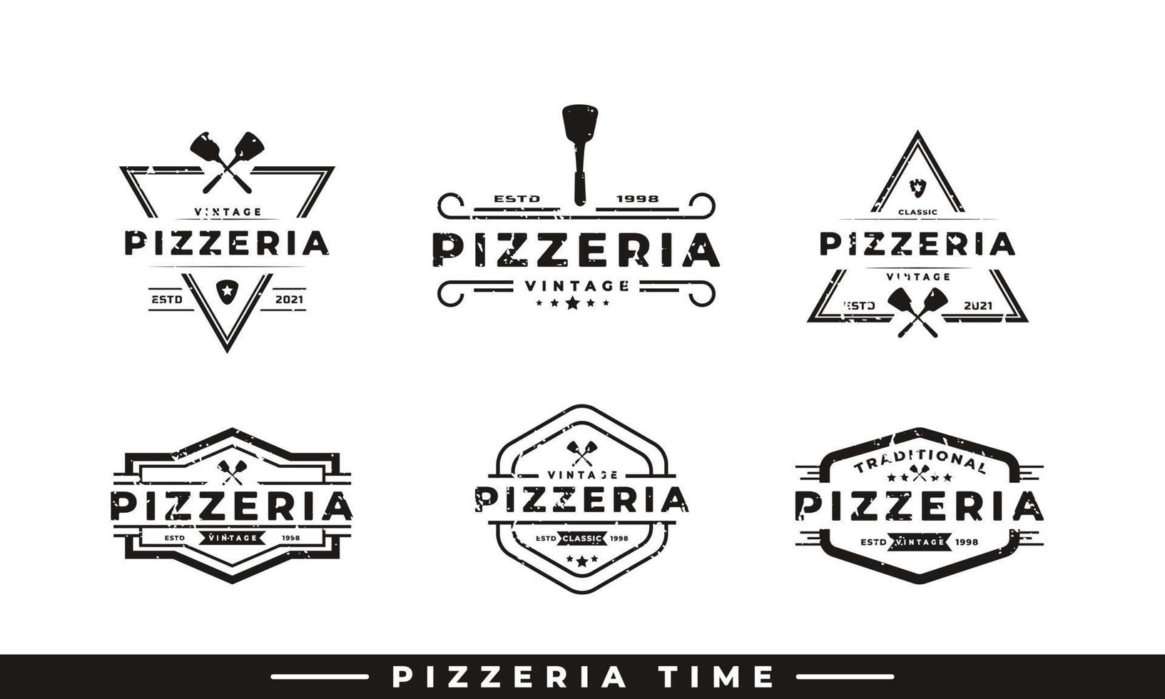 vintage classic emblem abzeichen spachtel pizza pizzeria logo design inspiration vektor