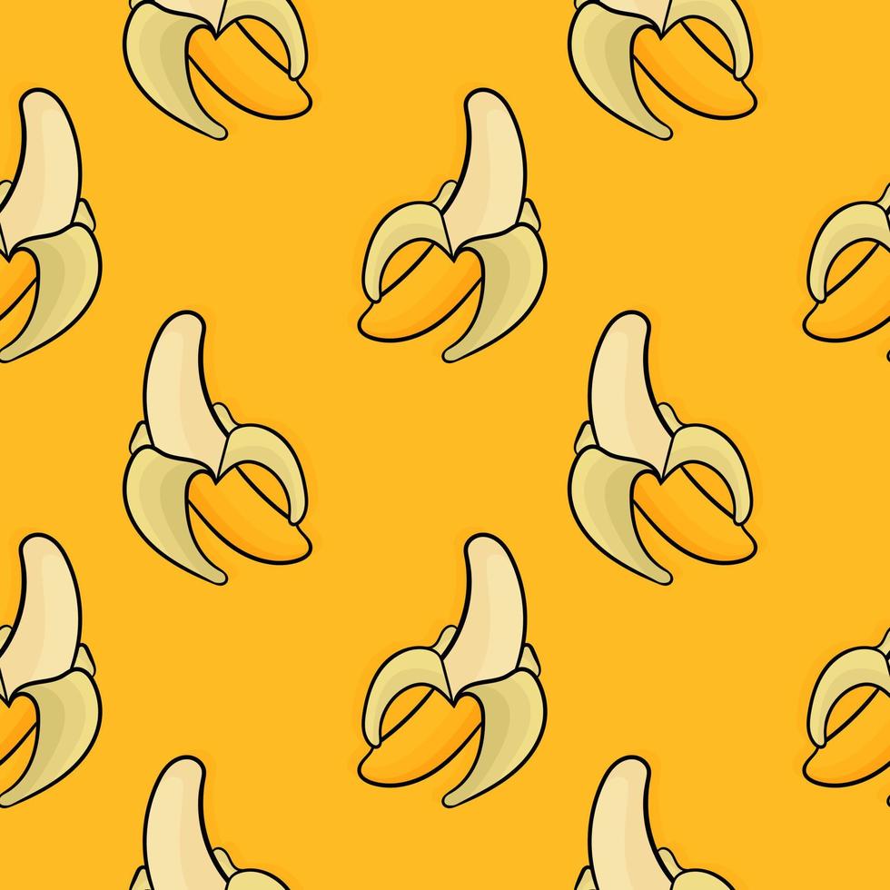 Banane Hand gezeichnet nahtloses Muster vektor