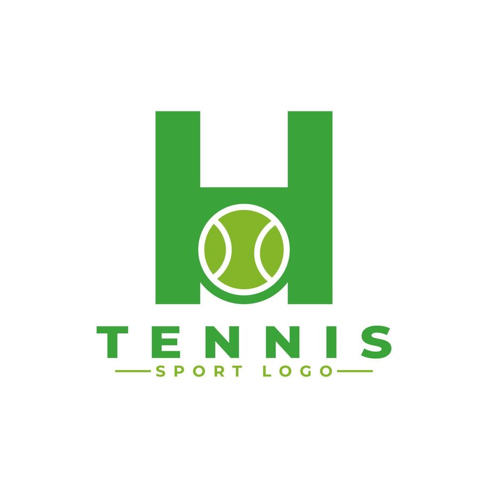 bokstaven h med tennis logotyp design. vektor designmallelement för sportlag eller företagsidentitet.