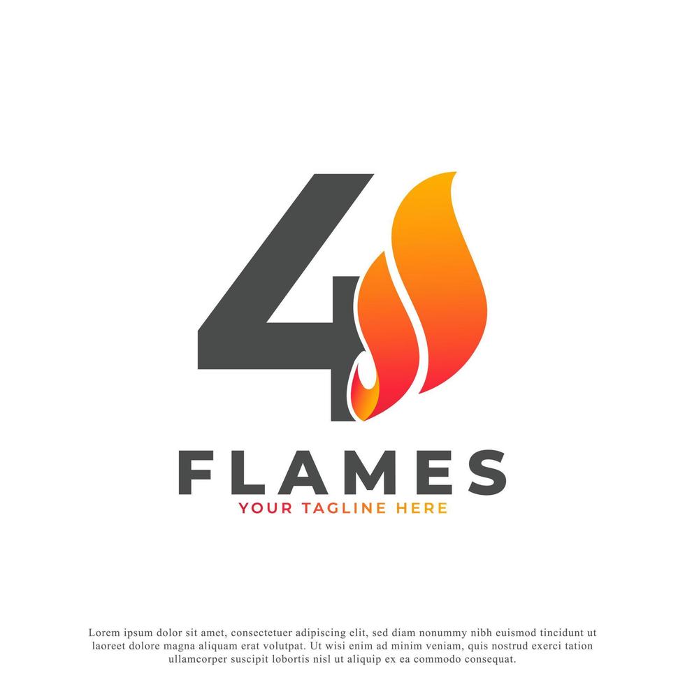 Flamme mit Logo-Design Nummer 4. Feuer-Vektor-Logo-Vorlage vektor