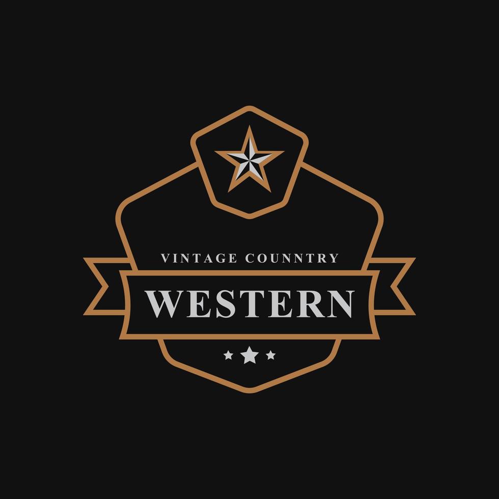 Vintage-Retro-Abzeichen für Western-Land-Emblem Texas-Logo-Design-Vorlagenelement vektor