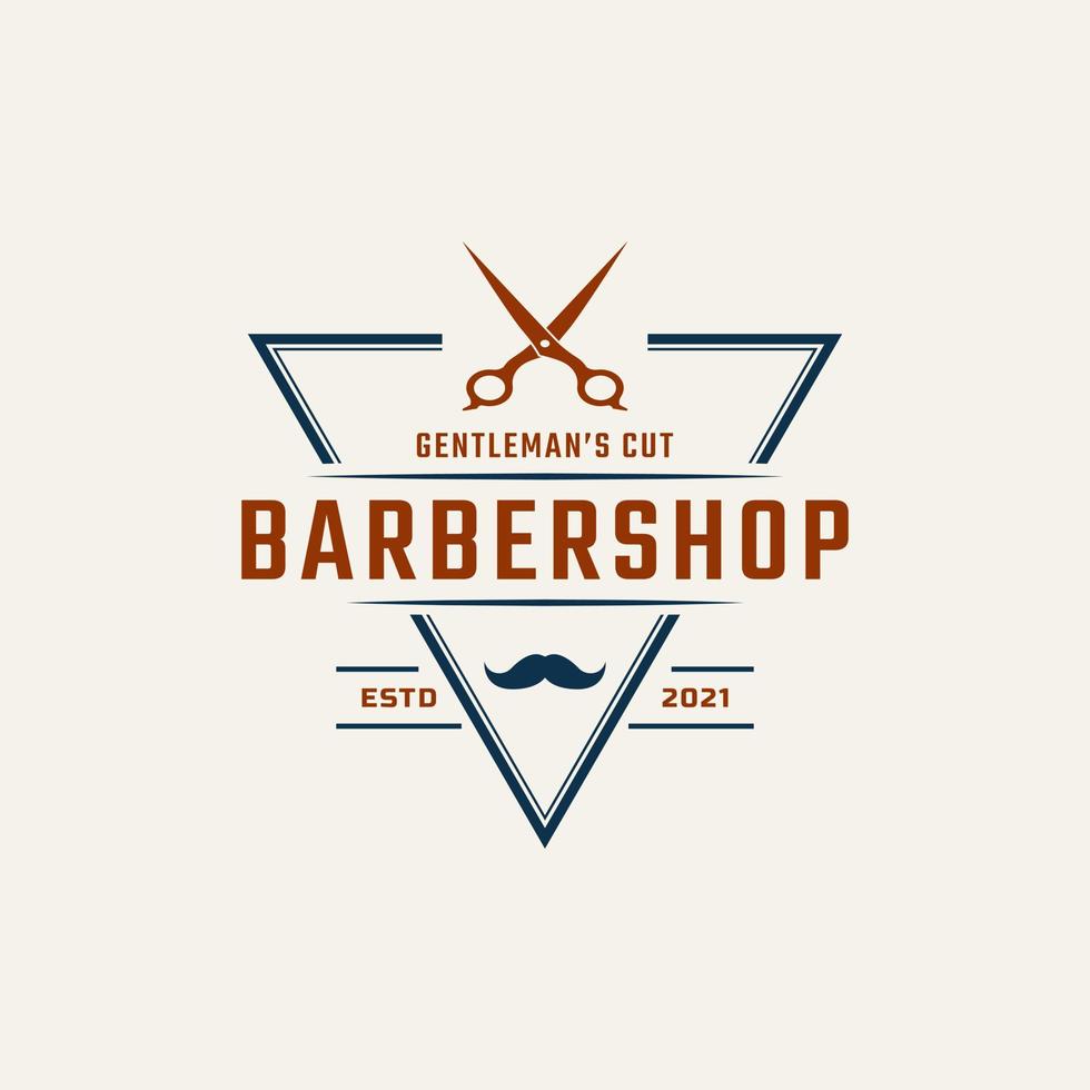 Vintage-Emblem-Abzeichen-Barber-Shop-Logo mit Scherensymbol für Gentleman-Haarschnitt in Vektorillustration im Retro-Stil vektor