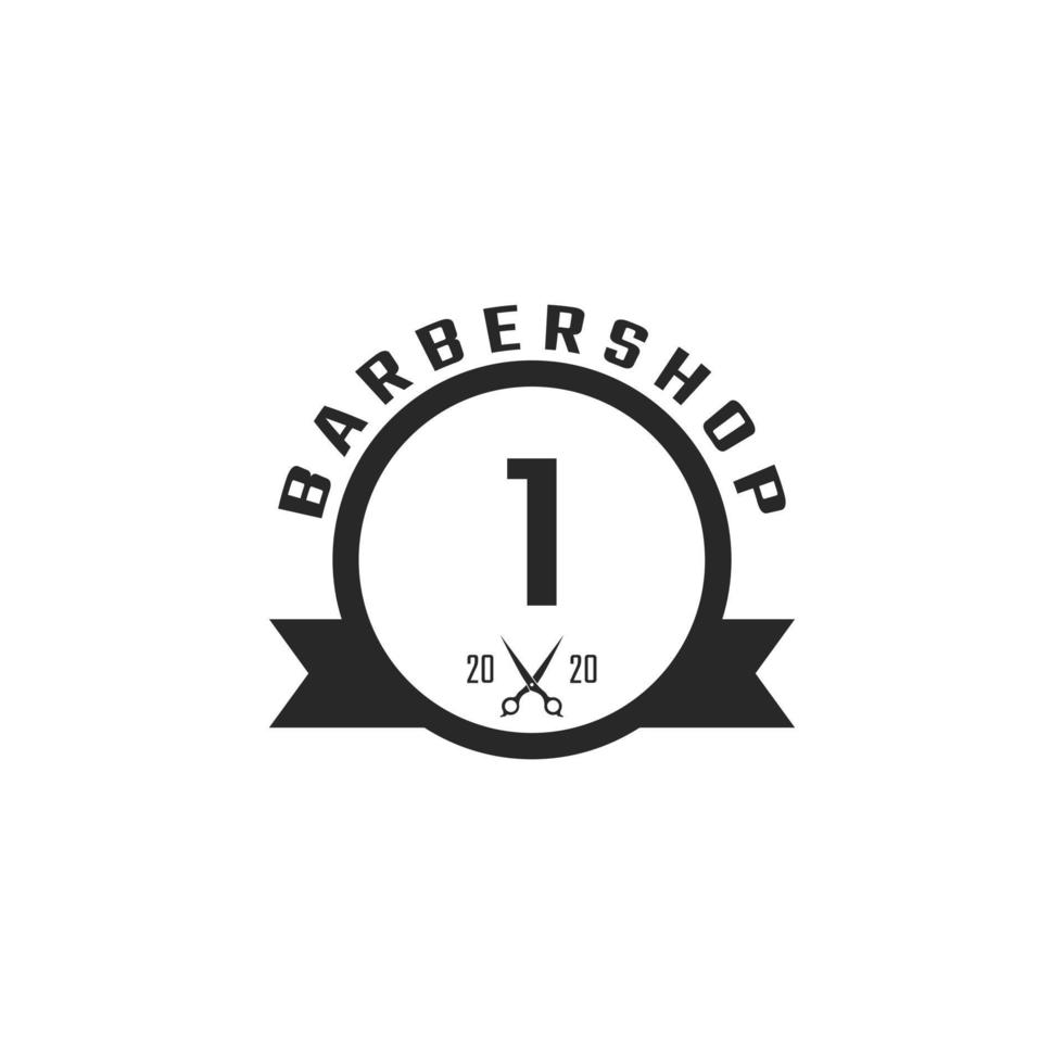 Nummer 1 Vintage Barber Shop Abzeichen und Logo-Design-Inspiration vektor