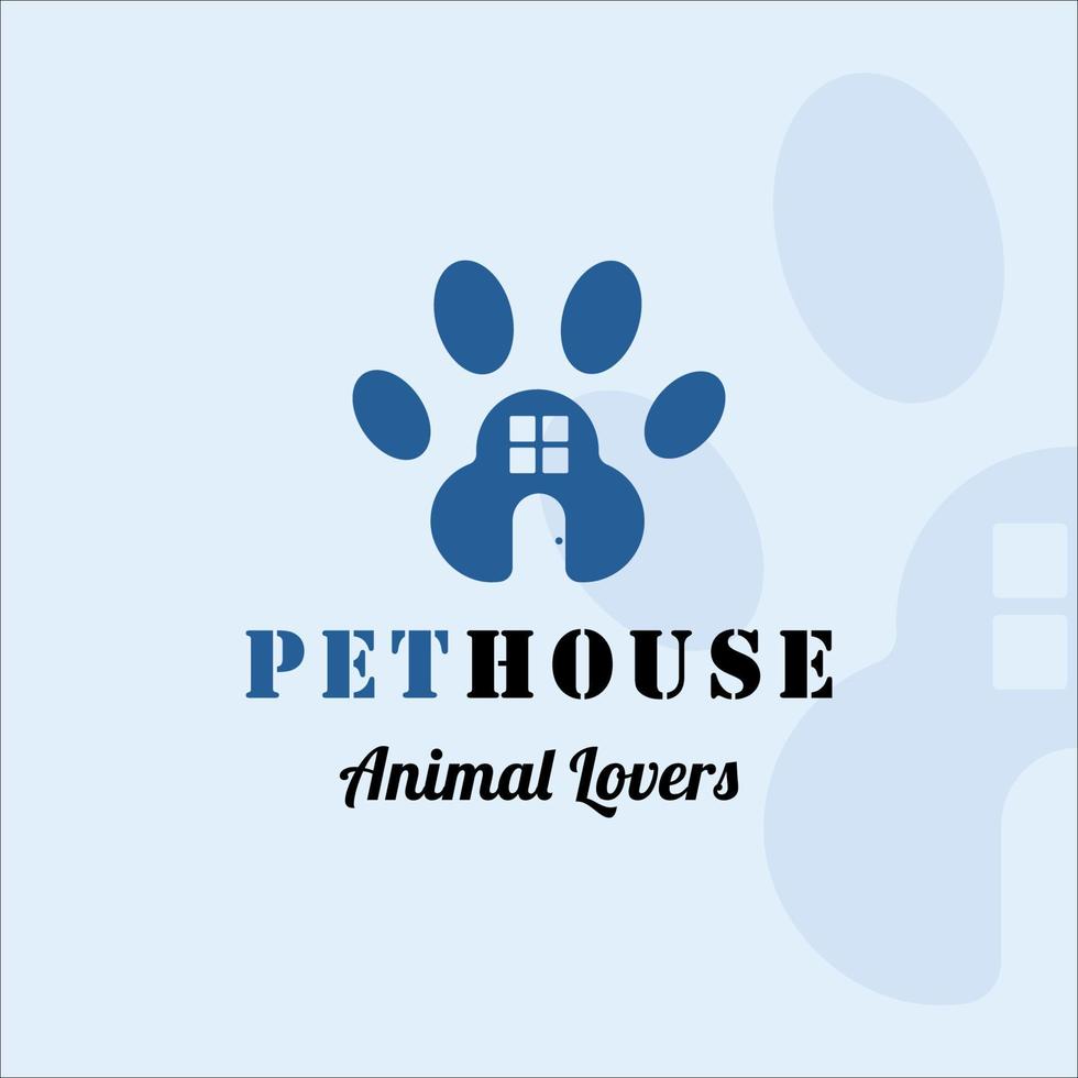 Pfote Haus Logo Vektor Illustration Vorlage Symbol Grafikdesign. pet shop zeichen oder symbol für geschäftskonzept