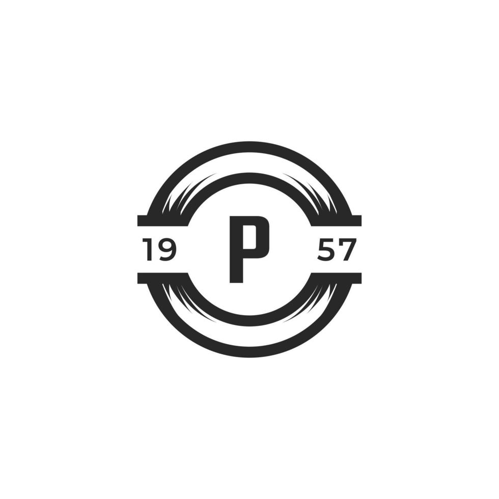vintage insignier bokstaven p logotyp designmallelement. lämplig för identitet, etikett, märke, café, hotellikon vektor