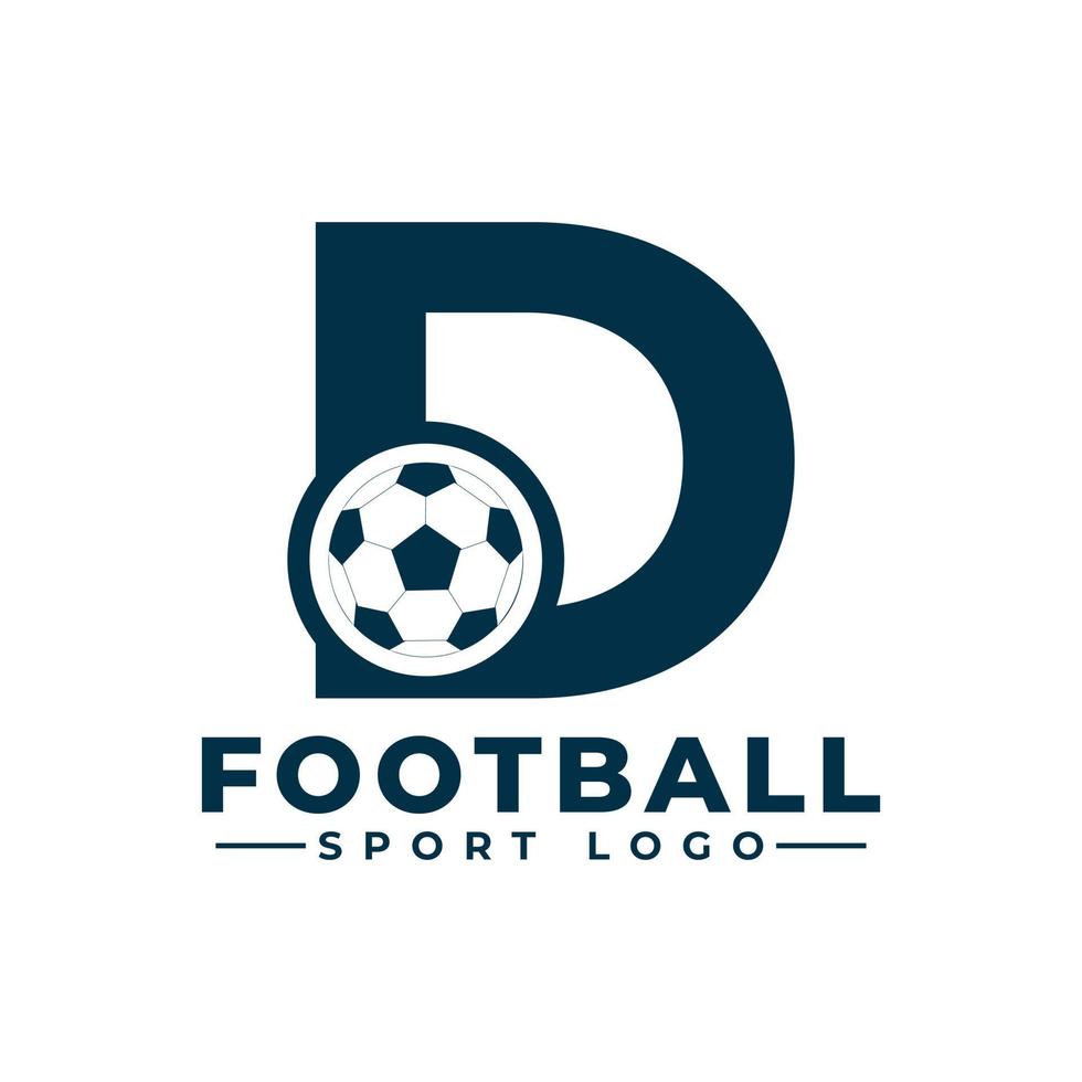 buchstabe d mit fußball-logo-design. Vektordesign-Vorlagenelemente für Sportteams oder Corporate Identity. vektor