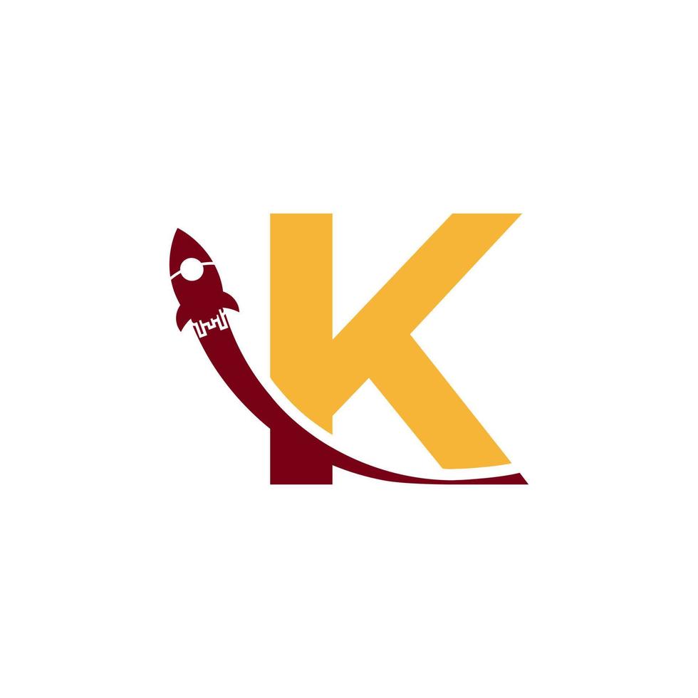 initial bokstaven k med raketlogotyp ikonsymbol. bra för företag, resor, start-up och logistik logotyper vektor