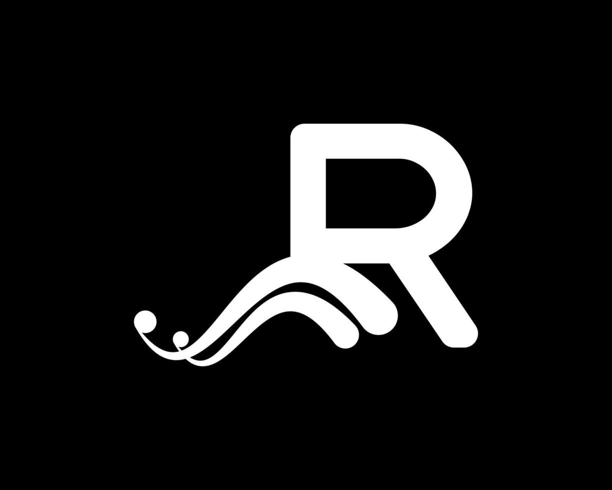 Firmenbuchstabe r-Logo mit kreativem Swoosh-Flüssigkeitssymbol in schwarzer Farbe, Vektorvorlagenelement vektor
