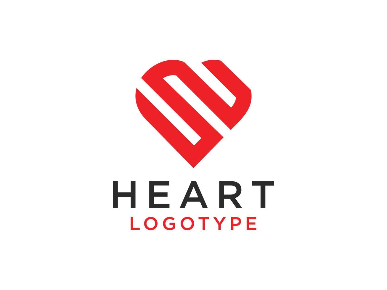 abstrakt hjärta logotyp. röd dekorativ handritad hjärta kalligrafi stil isolerad på vit bakgrund. platt vektor illustration design mall element.
