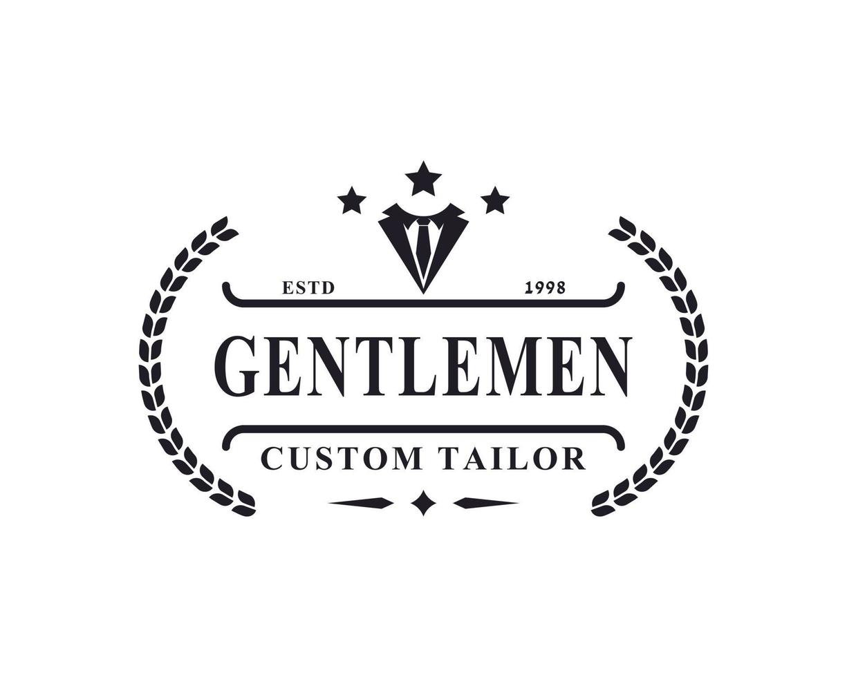 vintage retro märke för kläder kläder gentleman och maskulin logotyp emblem symbol vektor