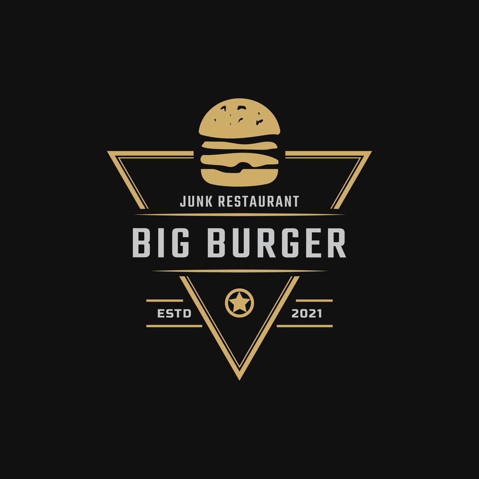 klassisk vintage retro etikett märke emblem skinka nötbiff hamburgare för snabbmat restaurang logotyp design inspiration vektor