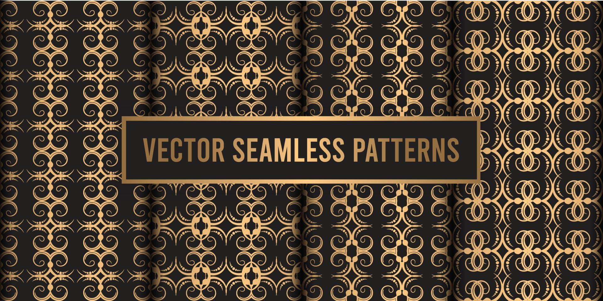 dekorativa svart guld sömlösa mönster bakgrund vektor