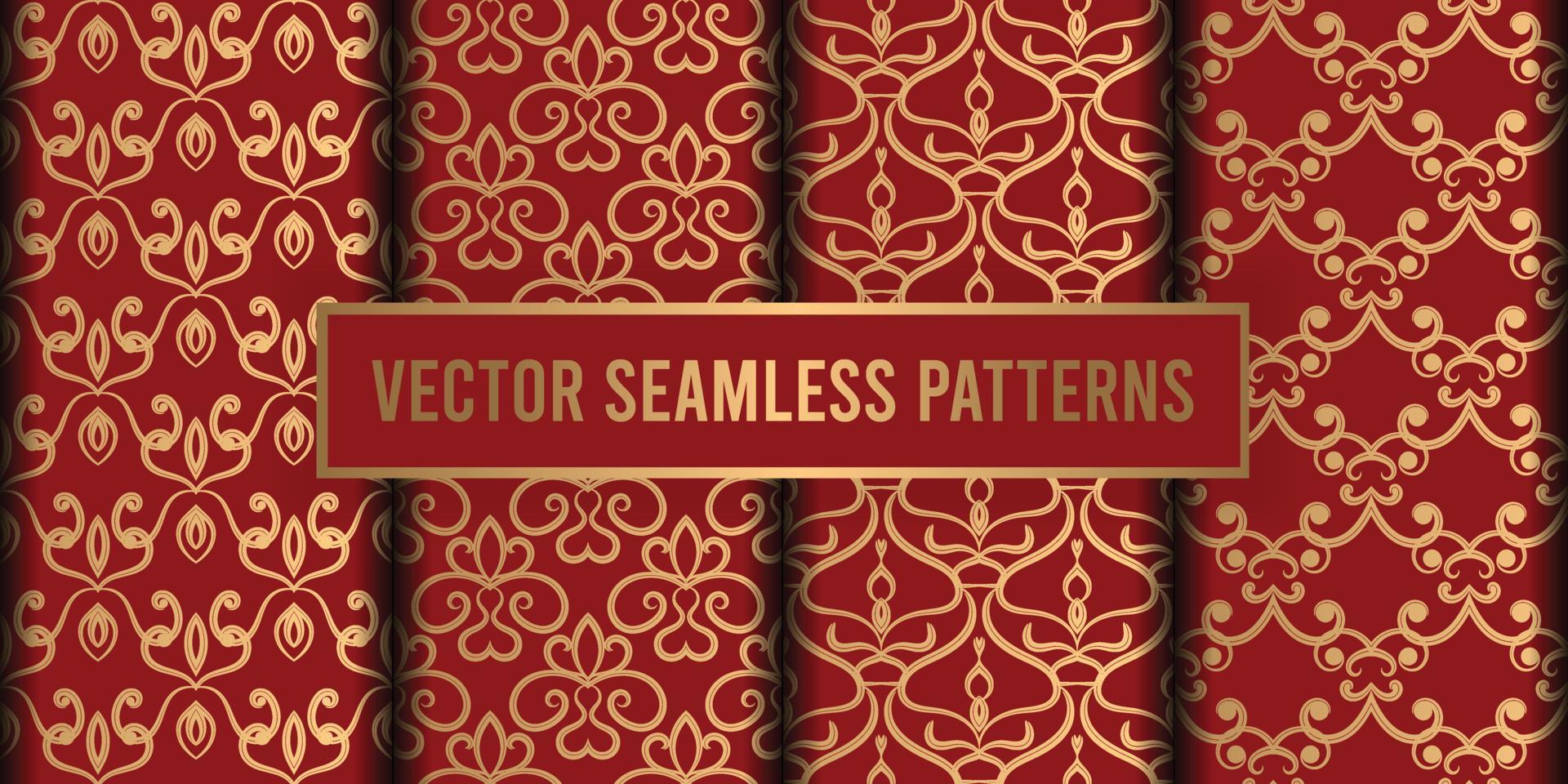 dekorativa rött guld sömlösa mönster bakgrund vektor
