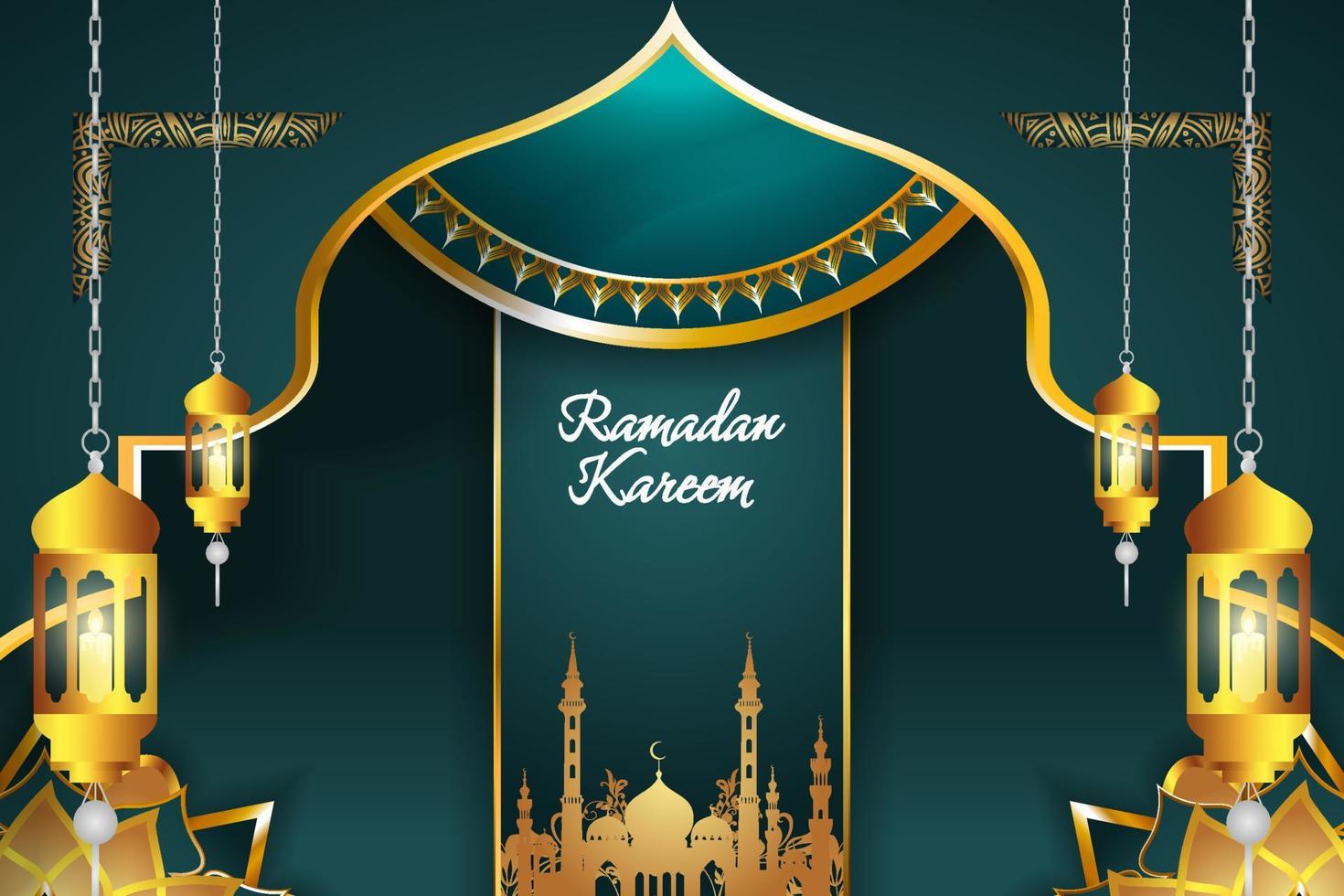 ramadan kareem islamischen stil hintergrund grüne farbe mit element vektor
