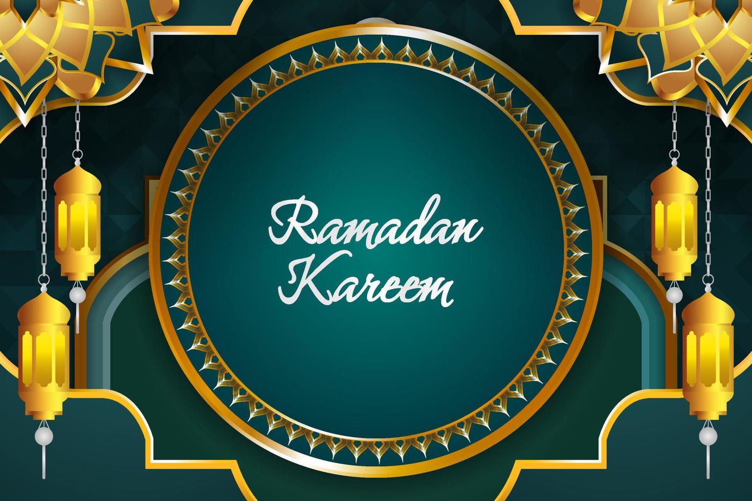 ramadan kareem islamischer hintergrund mit grüner farbe vektor