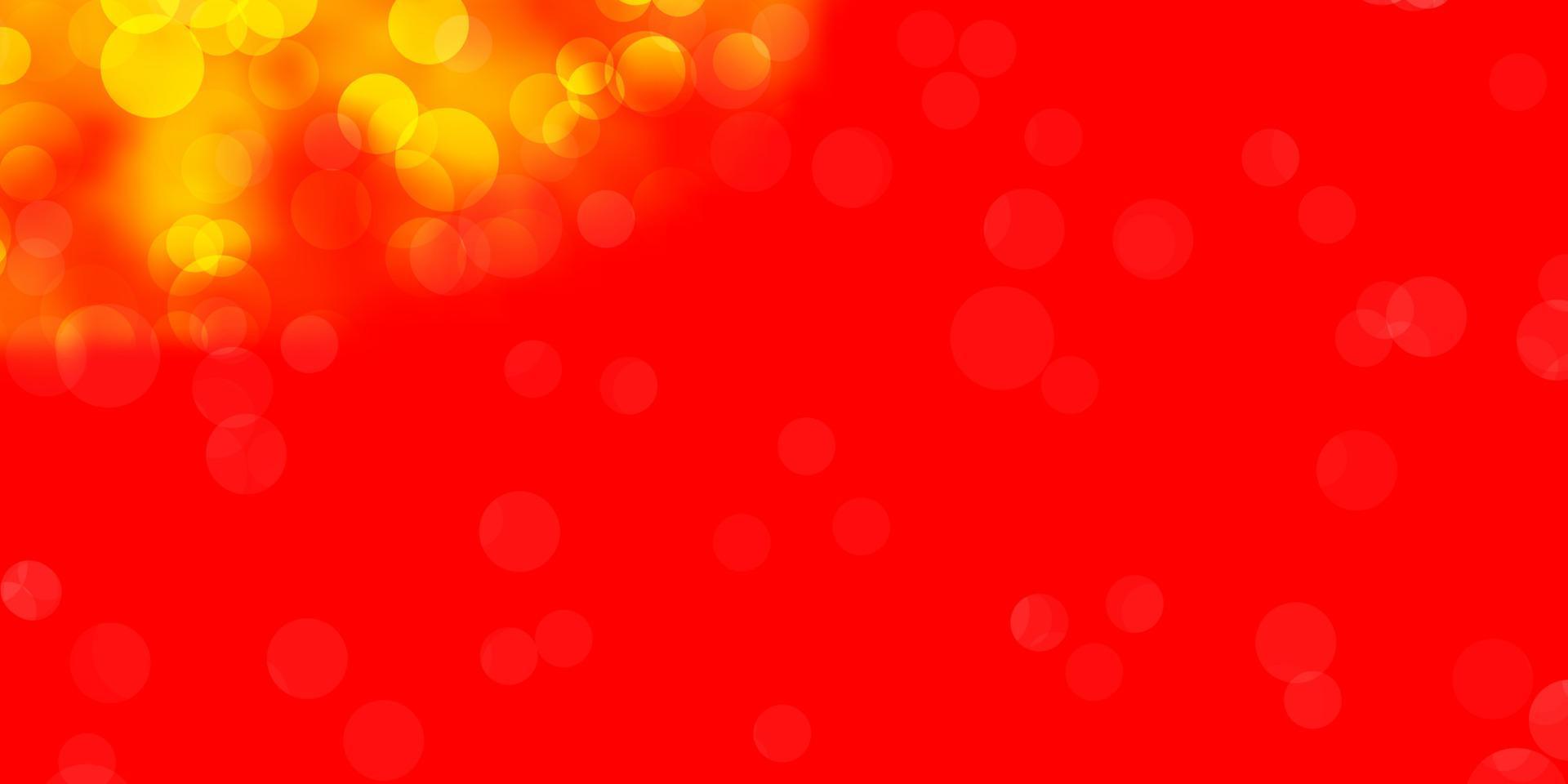 ljusröd, gul vektorbakgrund med bubblor. vektor