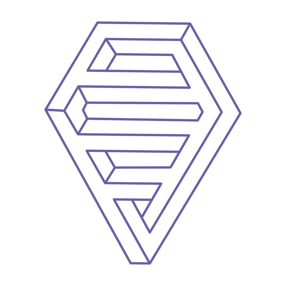 Logo. unmögliche Form, optische Täuschung, Vektor. Optisches Kunstobjekt. geometrische Figur. Strichzeichnungen. vektor