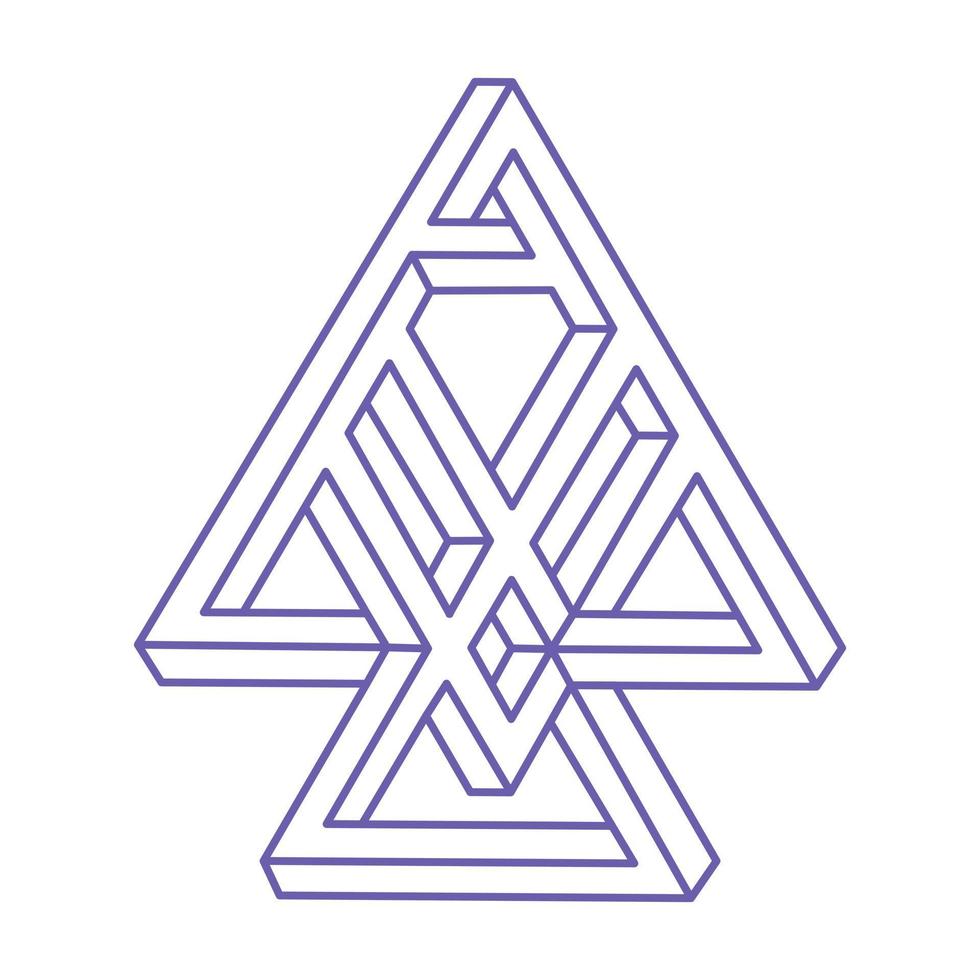 unmögliche Formen. Heilige Geometriefigur. optische Täuschung. abstrakte ewige geometrische objekte. unmögliche endlose Umrisse. Logo. unmögliches Geometrieobjekt auf weißem Hintergrund. optische Kunst. vektor