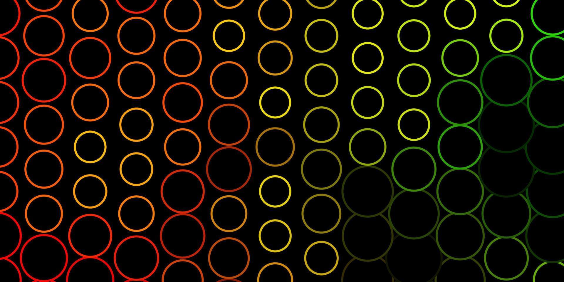 dunkelgrüne, gelbe Vektorschablone mit Kreisen. vektor