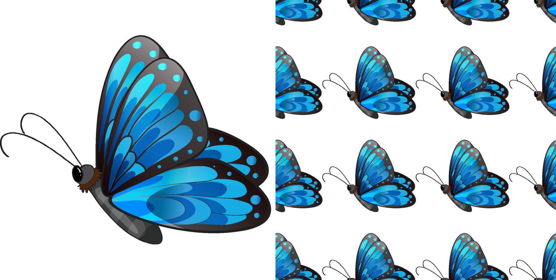 nahtloses Design des Schmetterlings auf weißem Hintergrund vektor
