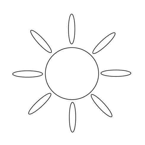 Symbol för teckensymbol för Sun Icon vektor