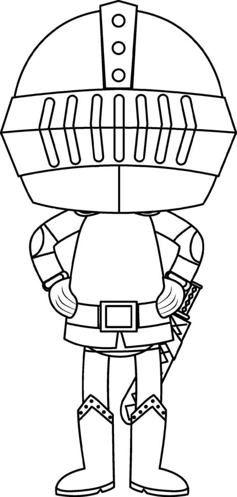 riddare doodle kontur för färgläggning vektor