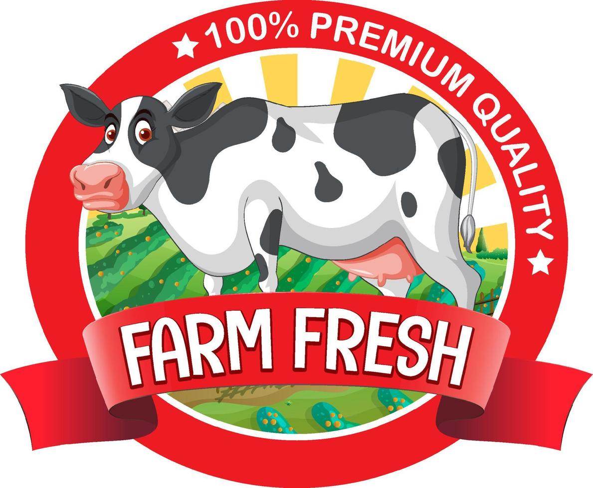 eine Kuh mit einem Farm Fresh Label vektor