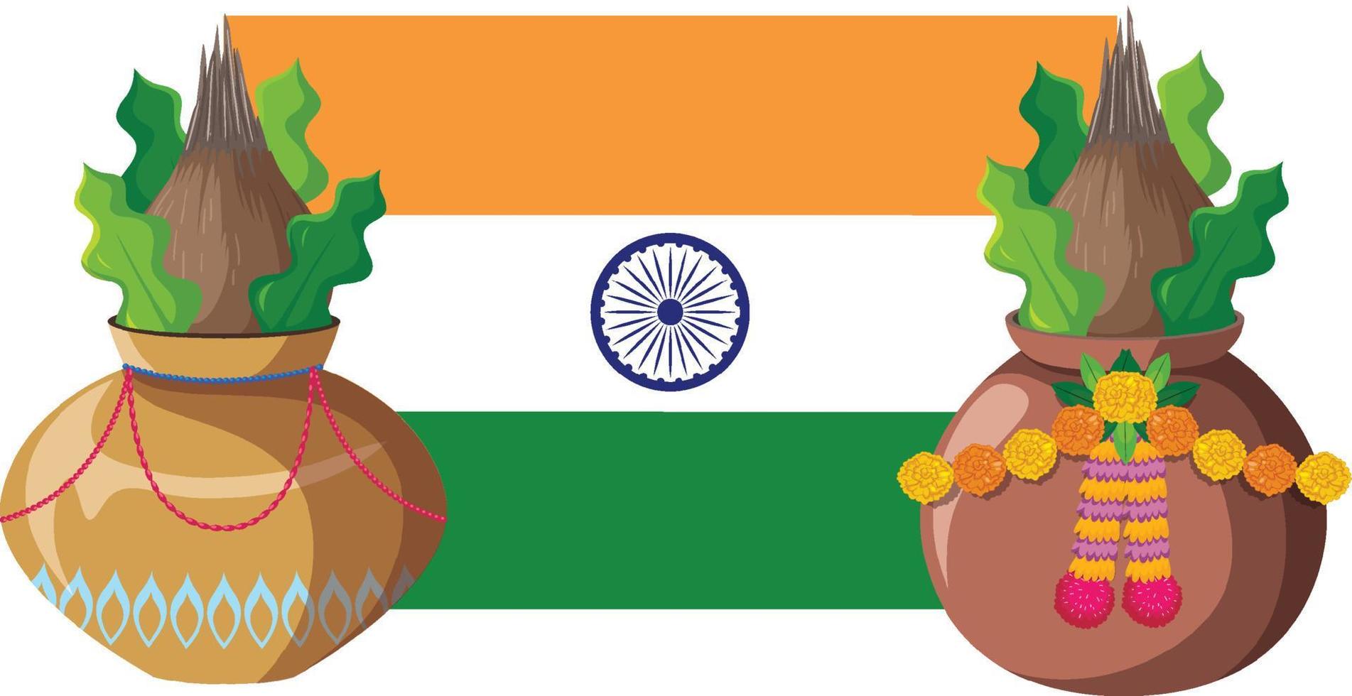 en ikon av indiska flaggan med heligt föremål vektor
