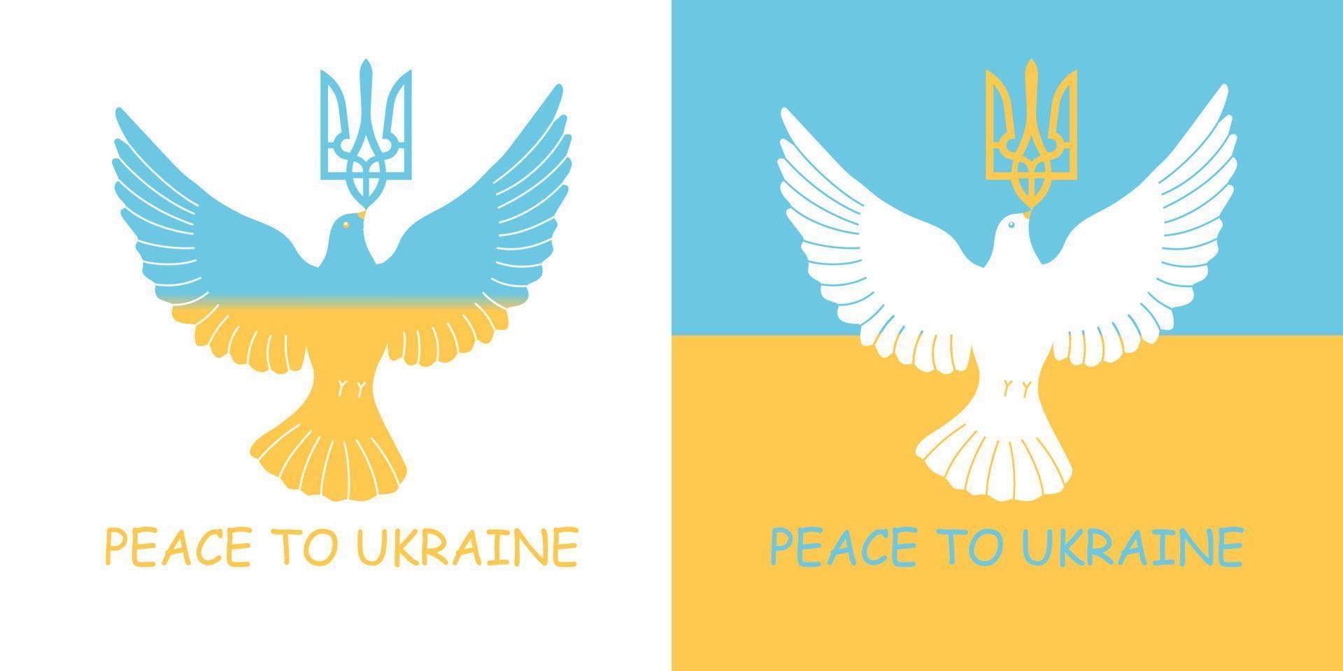 Friedenstaube mit den Symbolen der Ukraine vektor