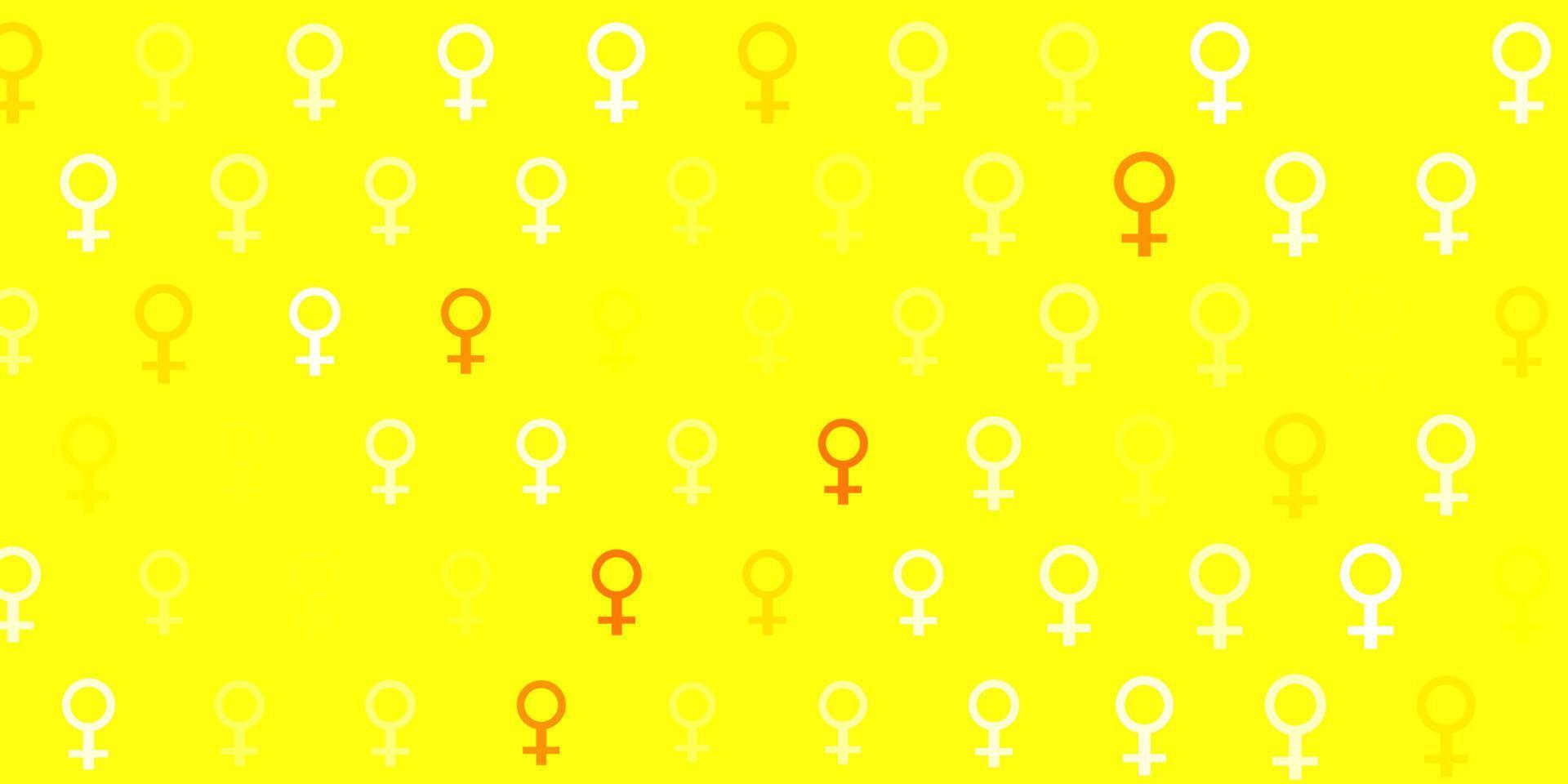 ljusröd, gul vektor bakgrund med kvinnor makt symboler.