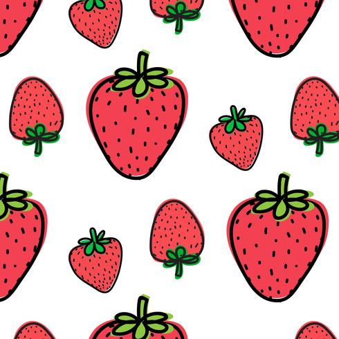 Erdbeerfrucht-Muster-Hintergrund. Vektor-Illustration. vektor
