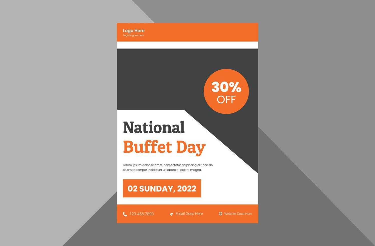 Flyer-Vorlage für den nationalen Buffettag, Poster. Buffet-Fest-Werbeflyer-Design. Cover, Poster, Flyer, druckfertig vektor