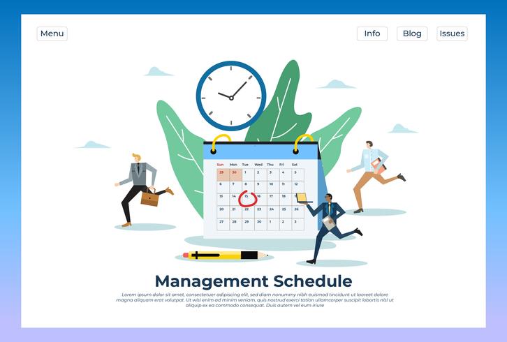 Management Zeitplan Web-Landung vektor