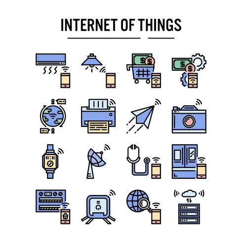 Internet der Sachenikone in gefülltem Entwurfsdesign vektor