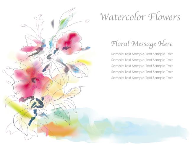Blandade blommor vektor illustration i en spontan vattenfärg målning stil.