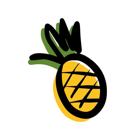 Vektor ananas på vit bakgrund.