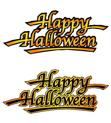 Set med två Happy Halloween-logotyper, vektorillustrationer. vektor