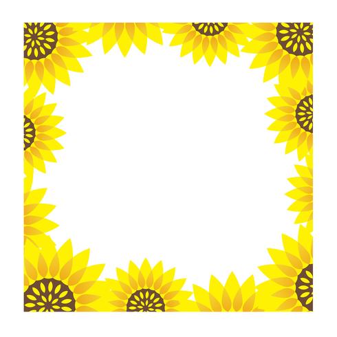 Quadratischer Sonnenblumenrahmen mit Textraum. vektor