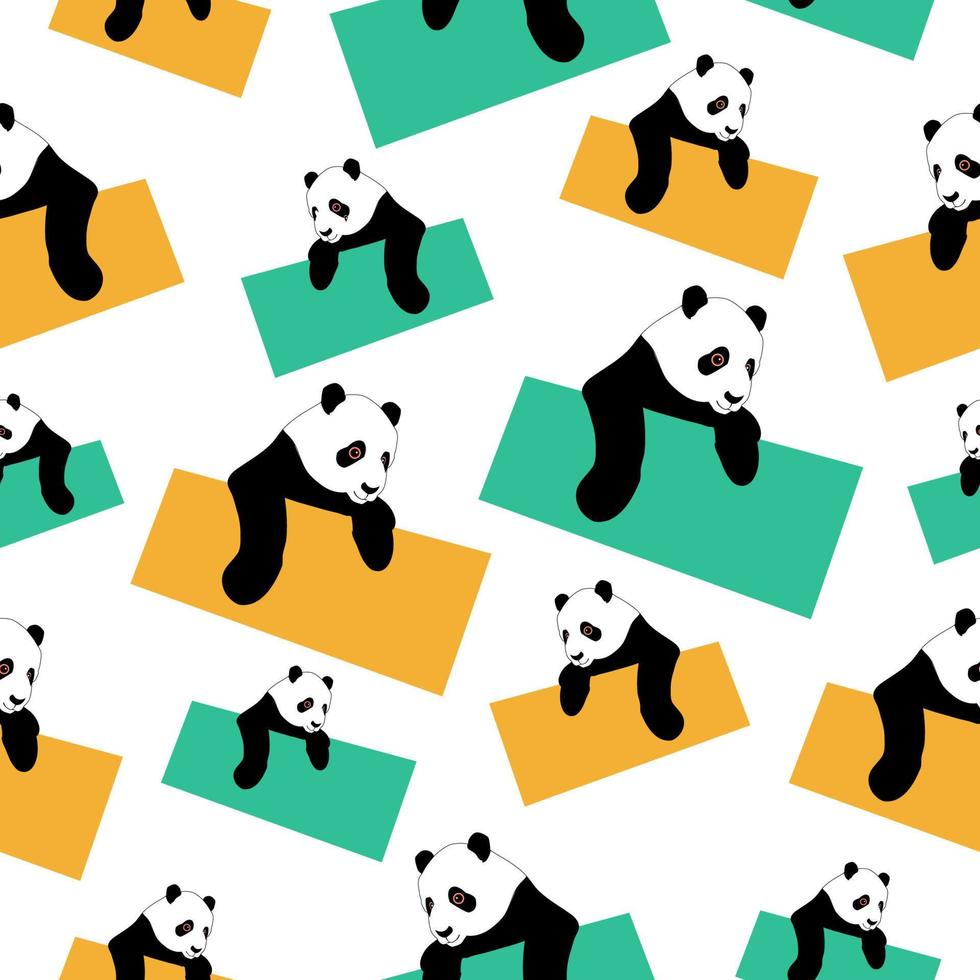 seamless mönster av söt panda bild på vit bakgrund vektor