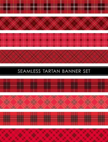 Seamless Tartan plaid banner set, vektor illustration.