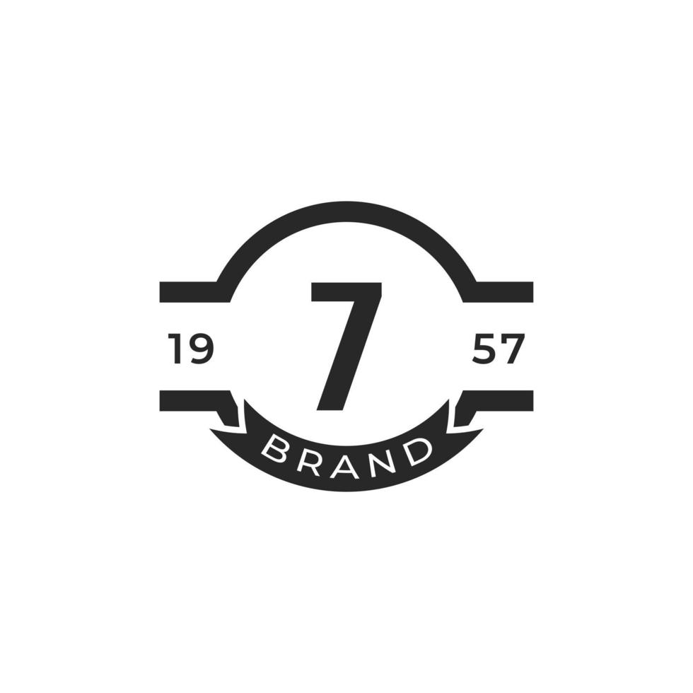 vintage insignier nummer 7 logotyp designmallelement. lämplig för identitet, etikett, märke, café, hotellikon vektor