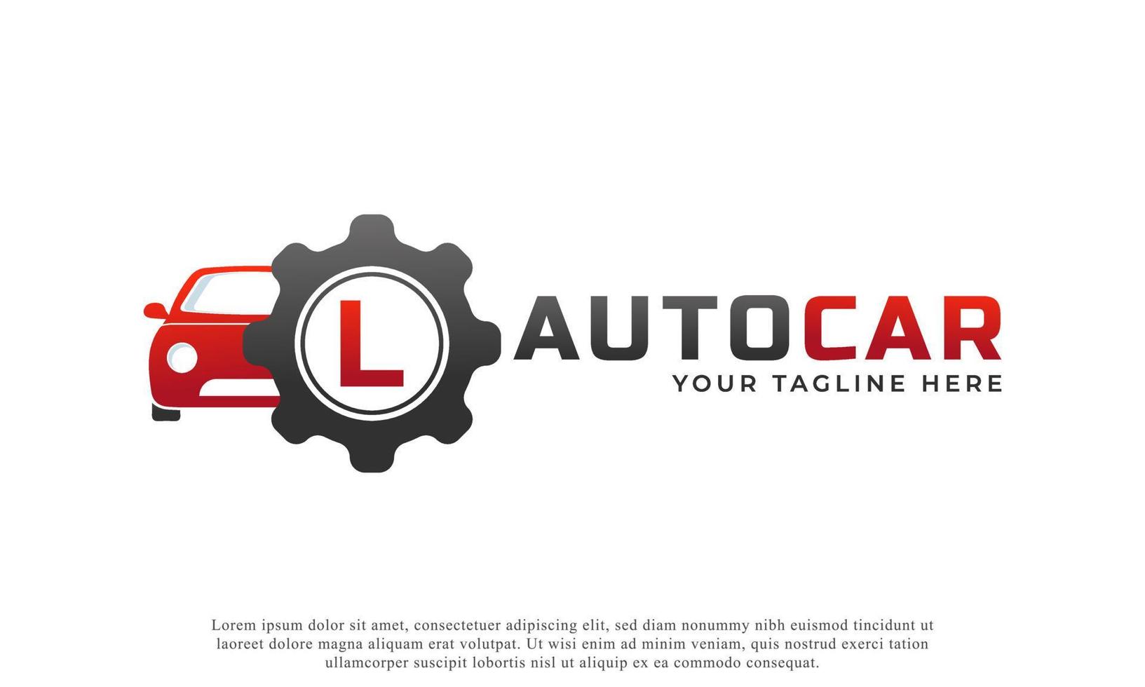 buchstabe l mit autowartungsvektor. Konzept Automobil-Logo-Design von Sportfahrzeugen. vektor