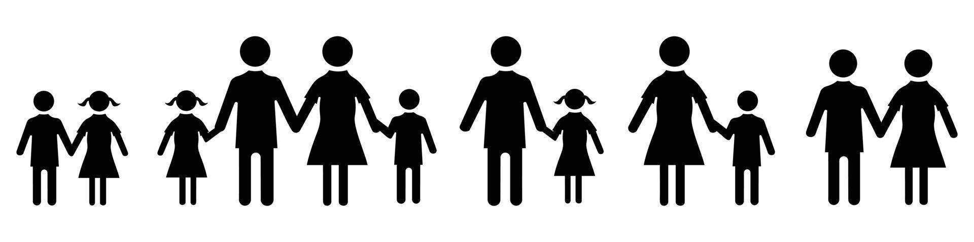 Icon-Set-Familie. frau, mann, partner, kinder, sohn, tochter.flaches familienikonenset. vektor