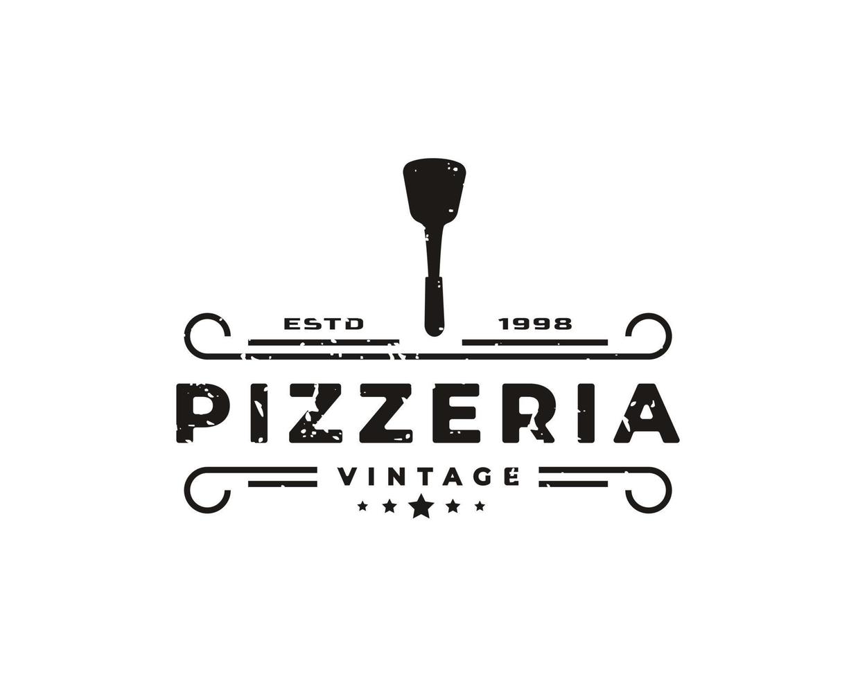 vintage classic emblem abzeichen spachtel pizza pizzeria logo design inspiration vektor