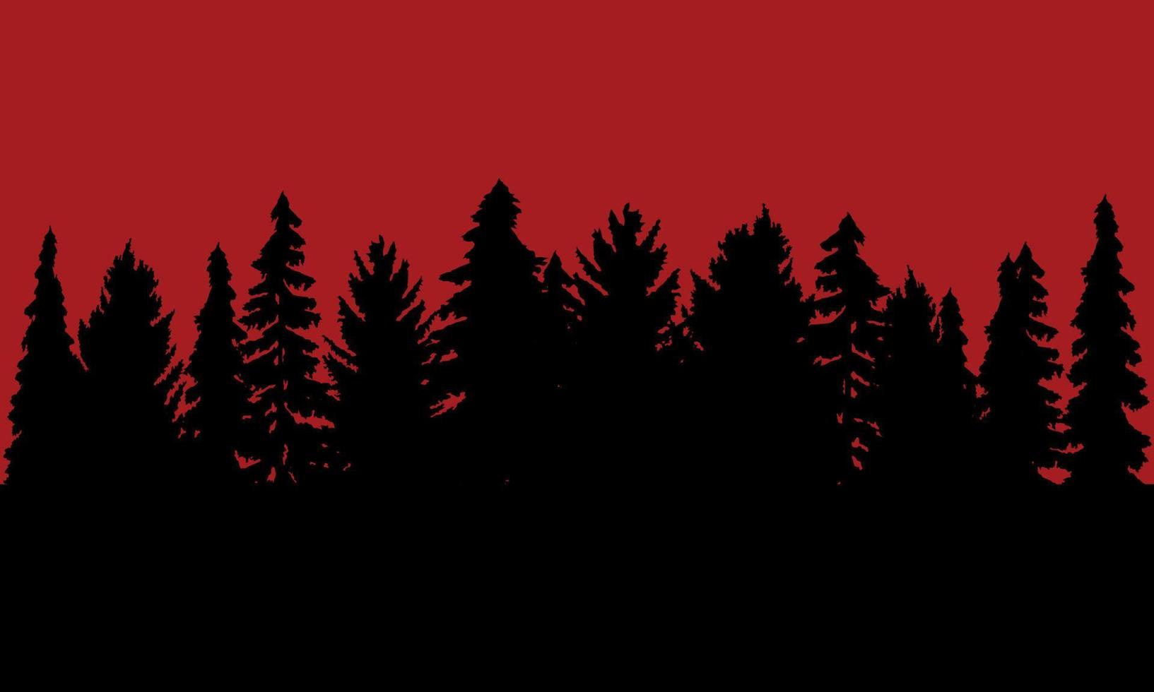 skog med röd himmel vektor