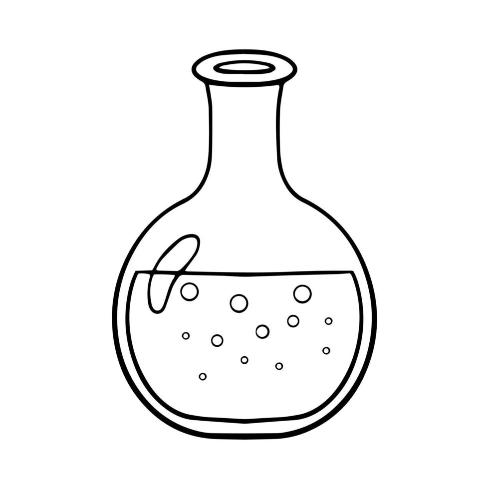 potion glasflaska skiss. alkemist magiskt elixir, kärleksgift. isolerade vektor illustration